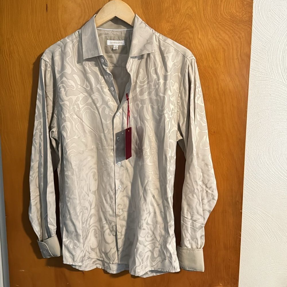 Tan Dress Shirt Mens Medium Consequence Club Shirt